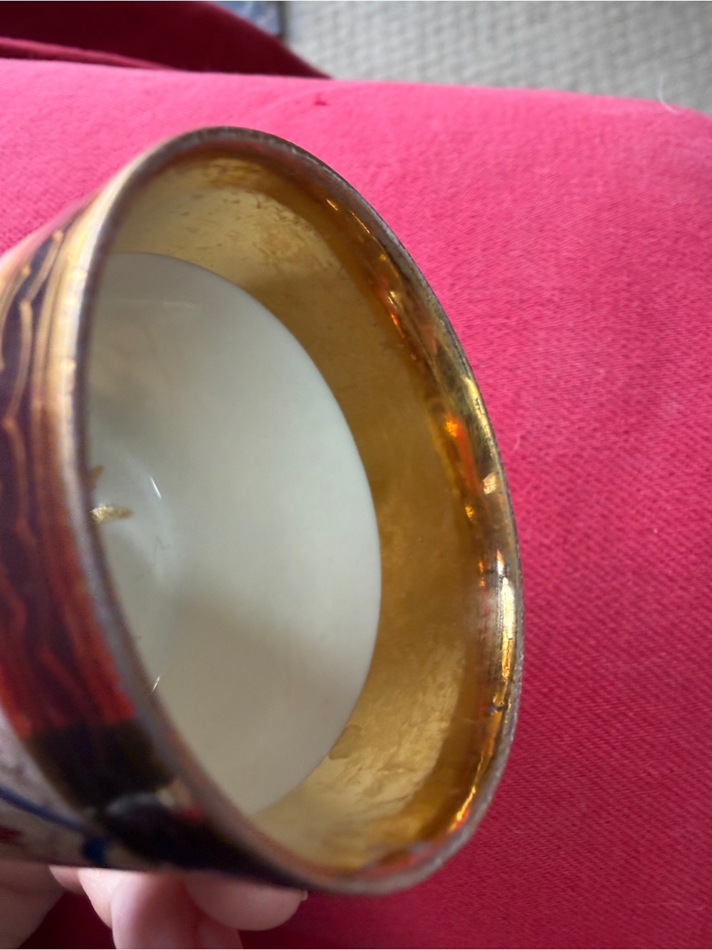 Antique Decorative Hand-Painted Demitasse Cup with Gold Trim - Picture 7 of 7